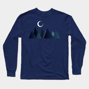 Moon and Mountains, GEOMETRIC LANDSCAPE Long Sleeve T-Shirt